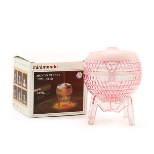 Mondo Planet USB-s Ultrahangos Párásító és Aroma Diffúzor - Rózsaszín, Színváltós Alsó Világítással