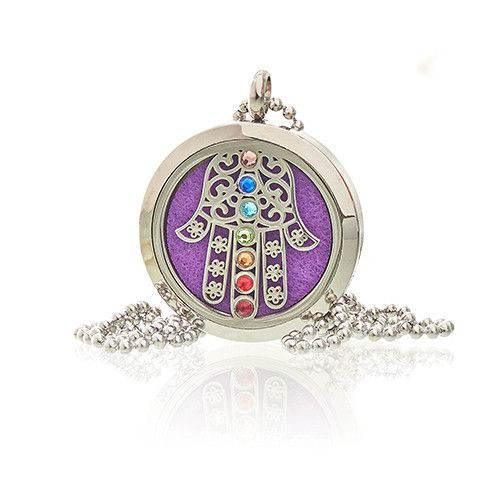 Aromaterápiás ékszer nyaklánc - Hamsa csakra - 30mm