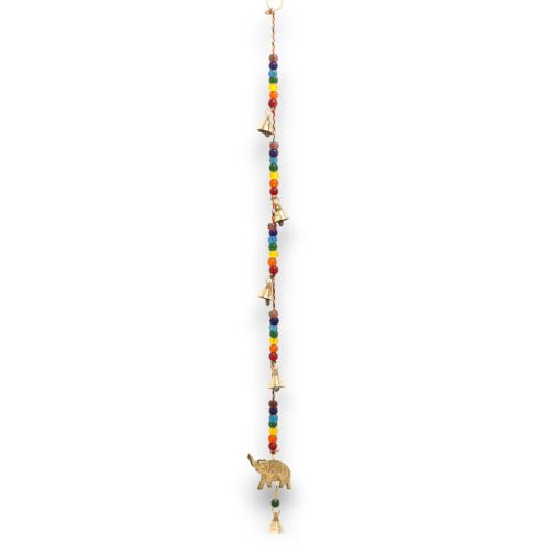 Indiai Harangjáték - Réz Elefánt Csakra Gyöngyökkel Húros Harangjáték - 53cm