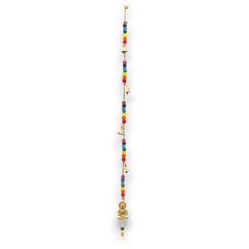   Indiai Harangjáték - Réz Buddha Csakra Gyöngyökkel Húros Harangjáték - 53cm