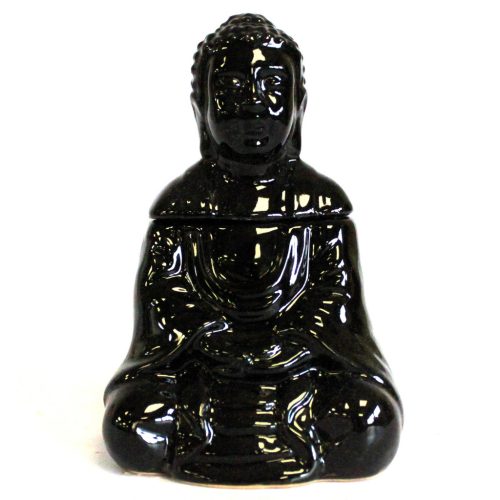 Klasszikus Ülő Buddha Olajlámpás  - Fekete