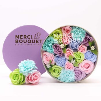 Kerek Dobozos Szappanvirág - Kék Csoda